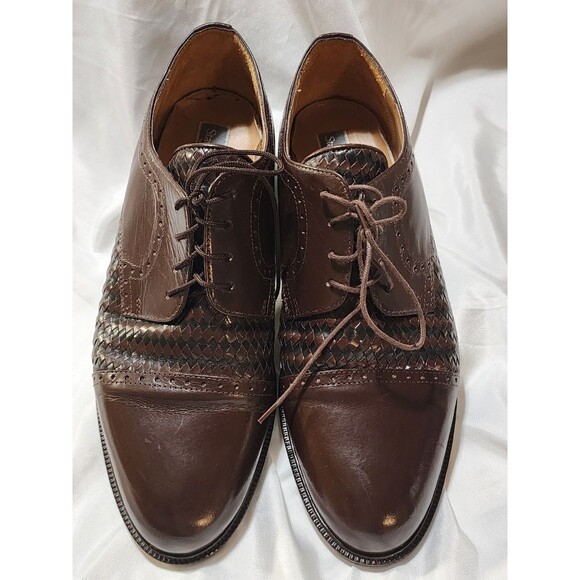 Stanley Blacker Mens 10 D  Leather Dress Shoes Basket Weave Oxford Made In Italy main image 11